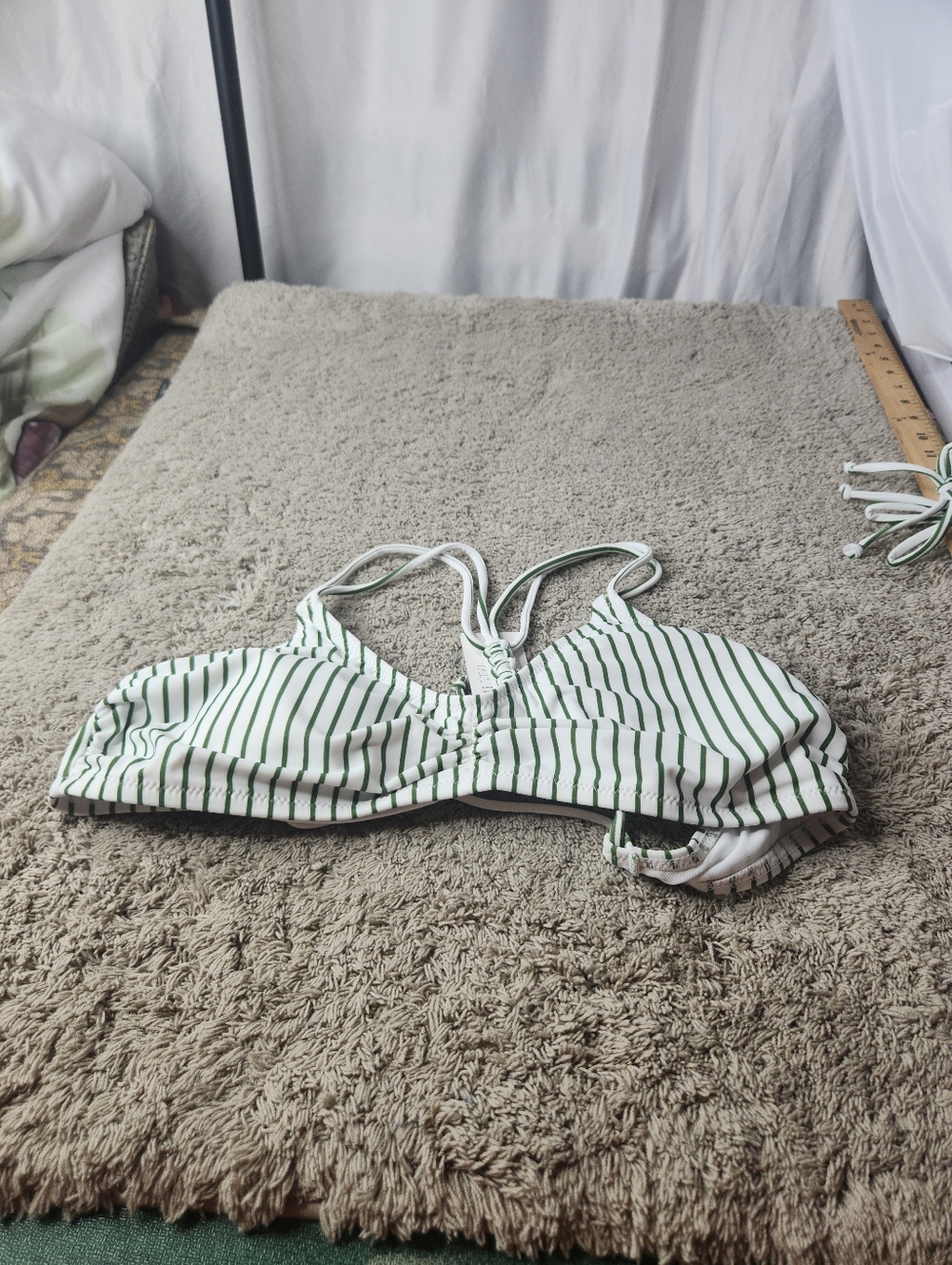 Women's Bikini Swim Suit With Reversible Bottom - Cupshe - Green & White - L - Picture 6 of 16